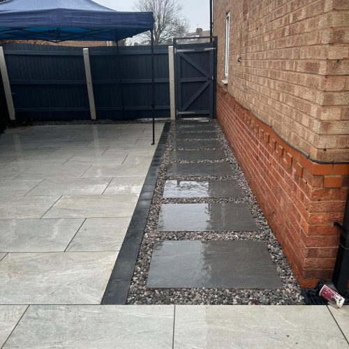 A porcelain patio and path done by Wise Roots